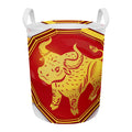 Chinese Ox Zodiac Symbol Print Round Laundry Basket