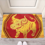 Chinese Ox Zodiac Symbol Print Rubber Doormat