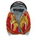 Chinese Ox Zodiac Symbol Print Sherpa Lined Zip Up Hoodie