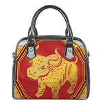 Chinese Ox Zodiac Symbol Print Shoulder Handbag