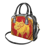 Chinese Ox Zodiac Symbol Print Shoulder Handbag