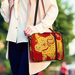 Chinese Ox Zodiac Symbol Print Shoulder Strap Bible Bag