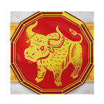 Chinese Ox Zodiac Symbol Print Silk Bandana