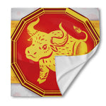 Chinese Ox Zodiac Symbol Print Silk Bandana