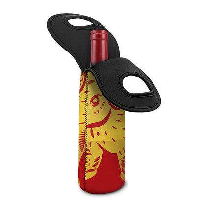 Chinese Ox Zodiac Symbol Print Single Neoprene Wine Tote