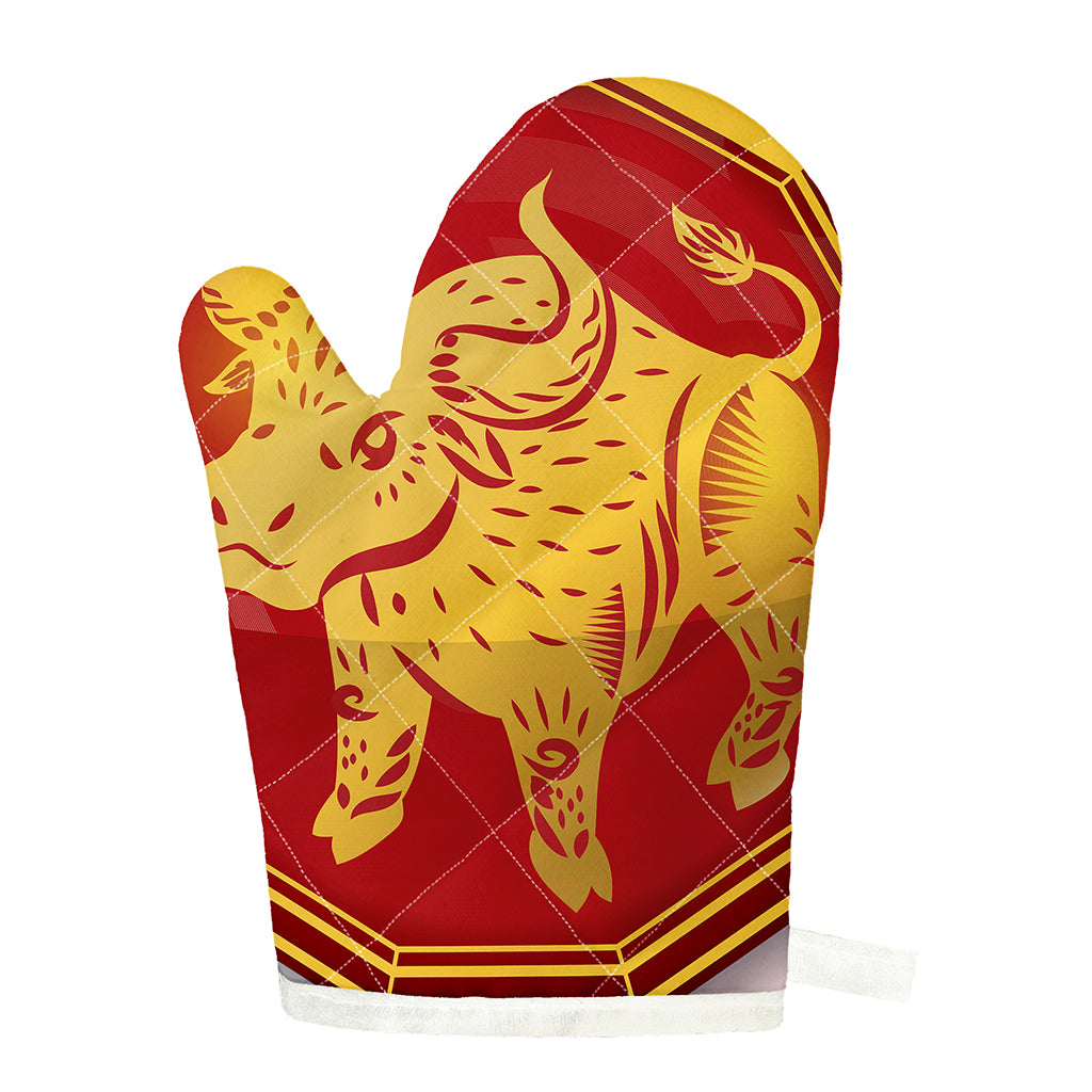 Chinese Ox Zodiac Symbol Print Single Oven Mitt