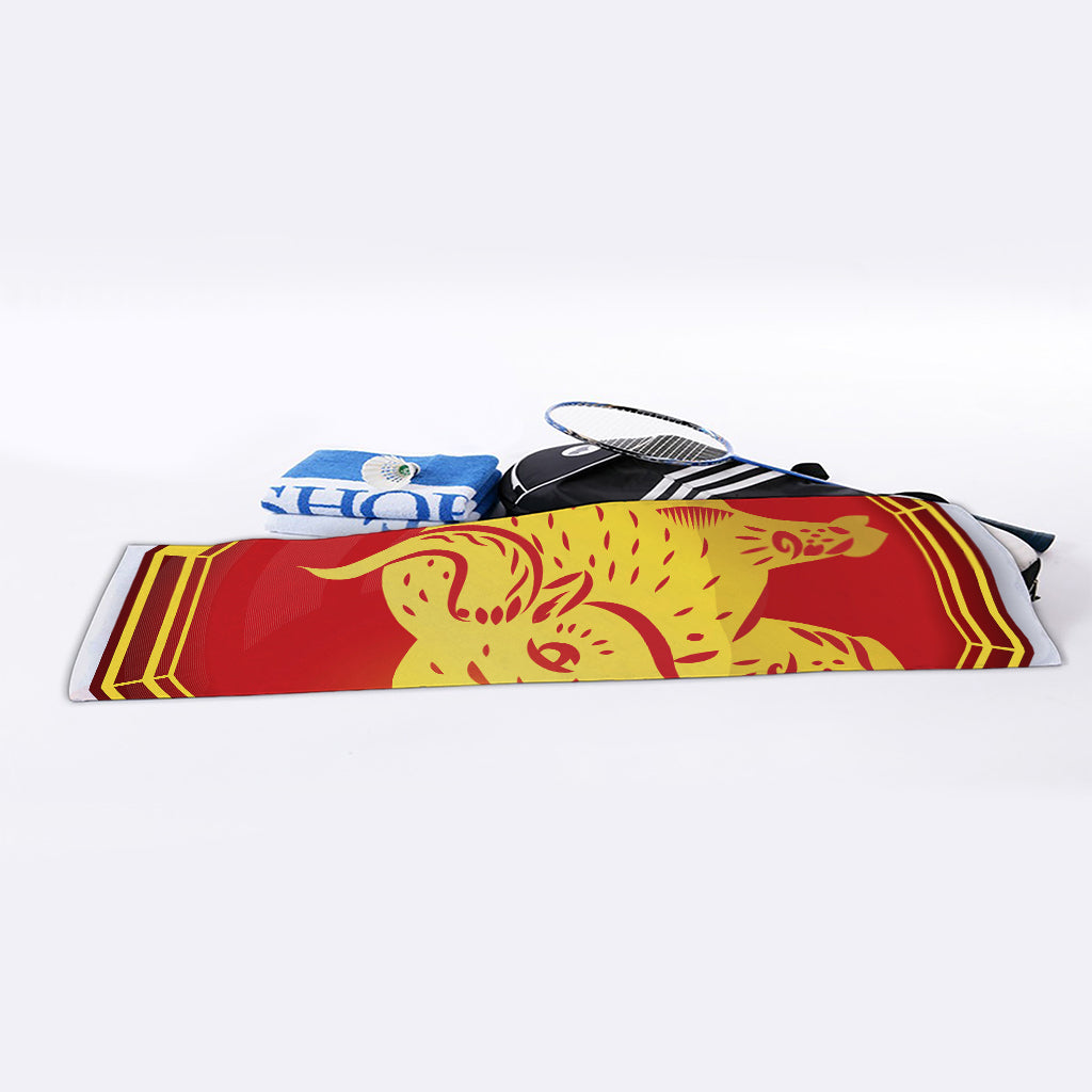 Chinese Ox Zodiac Symbol Print Sports Towel