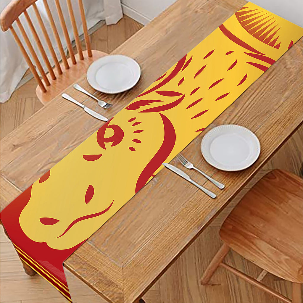 Chinese Ox Zodiac Symbol Print Table Runner