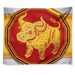 Chinese Ox Zodiac Symbol Print Tapestry