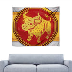 Chinese Ox Zodiac Symbol Print Tapestry