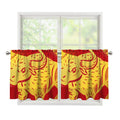 Chinese Ox Zodiac Symbol Print Tier Curtains