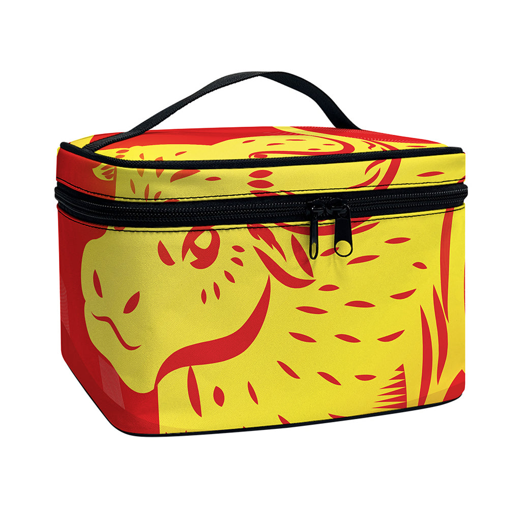Chinese Ox Zodiac Symbol Print Travel Makeup Bag