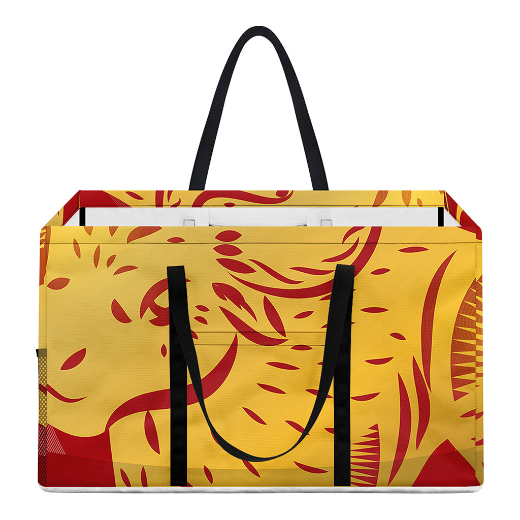 Chinese Ox Zodiac Symbol Print Utility Tote Bag