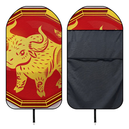 Chinese Ox Zodiac Symbol Print Waterproof Car Seat Cover