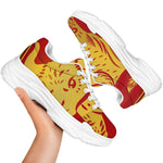 Chinese Ox Zodiac Symbol Print White Chunky Shoes