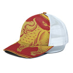 Chinese Ox Zodiac Symbol Print White Mesh Trucker Cap