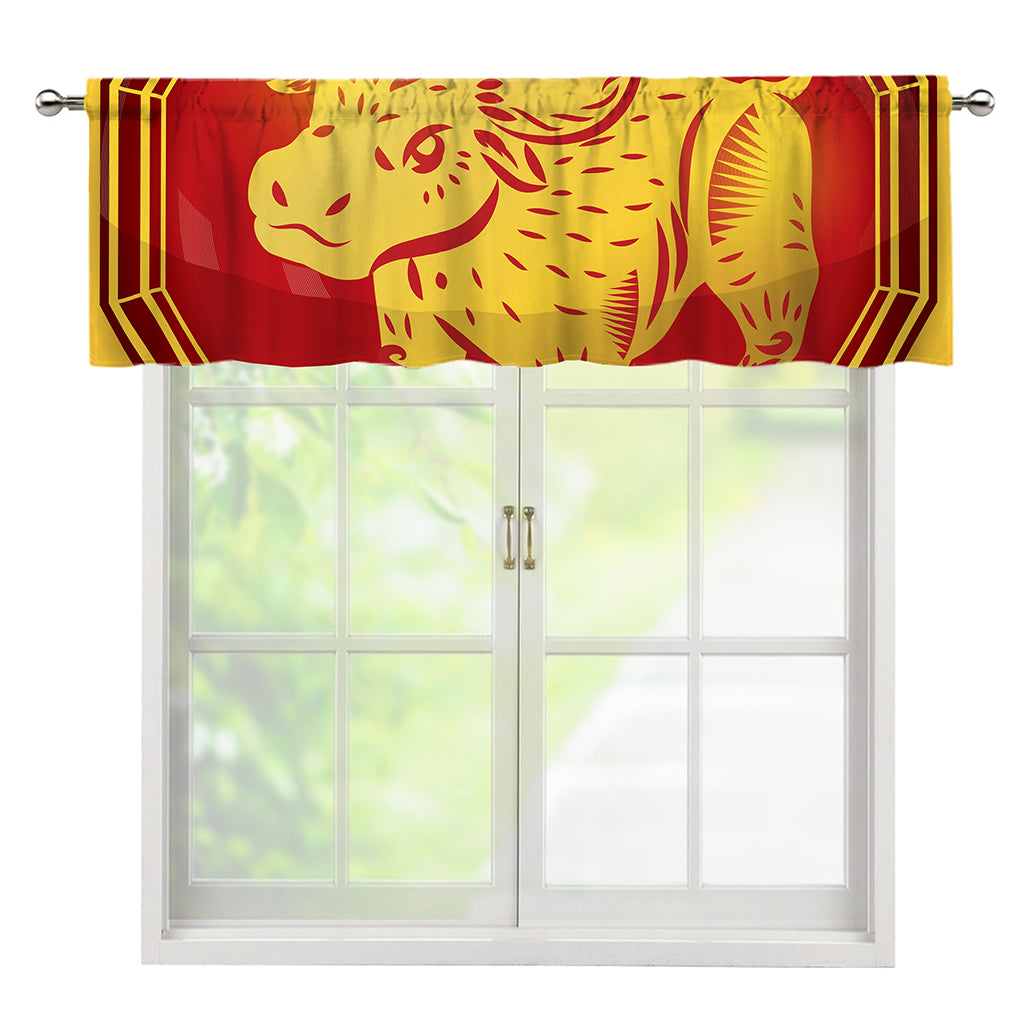 Chinese Ox Zodiac Symbol Print Window Valance