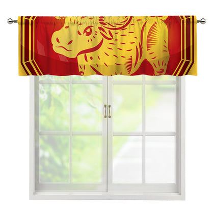 Chinese Ox Zodiac Symbol Print Window Valance