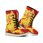 Chinese Ox Zodiac Symbol Print Winter Boots