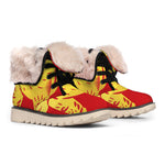 Chinese Ox Zodiac Symbol Print Winter Boots
