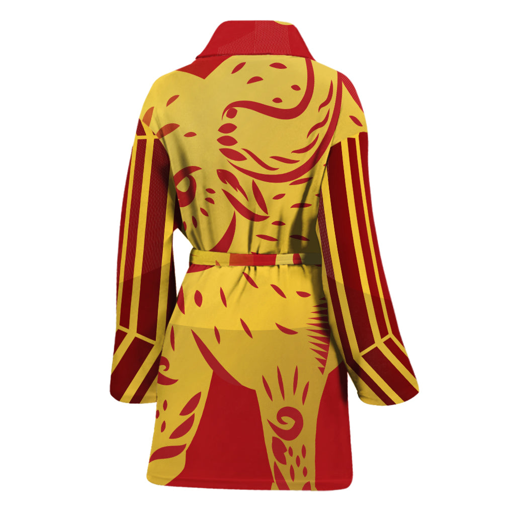Chinese Ox Zodiac Symbol Print Women's Bathrobe