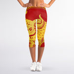 Chinese Ox Zodiac Symbol Print Women's Capri Leggings