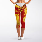 Chinese Ox Zodiac Symbol Print Women's Capri Leggings