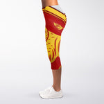 Chinese Ox Zodiac Symbol Print Women's Capri Leggings