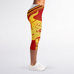 Chinese Ox Zodiac Symbol Print Women's Capri Leggings