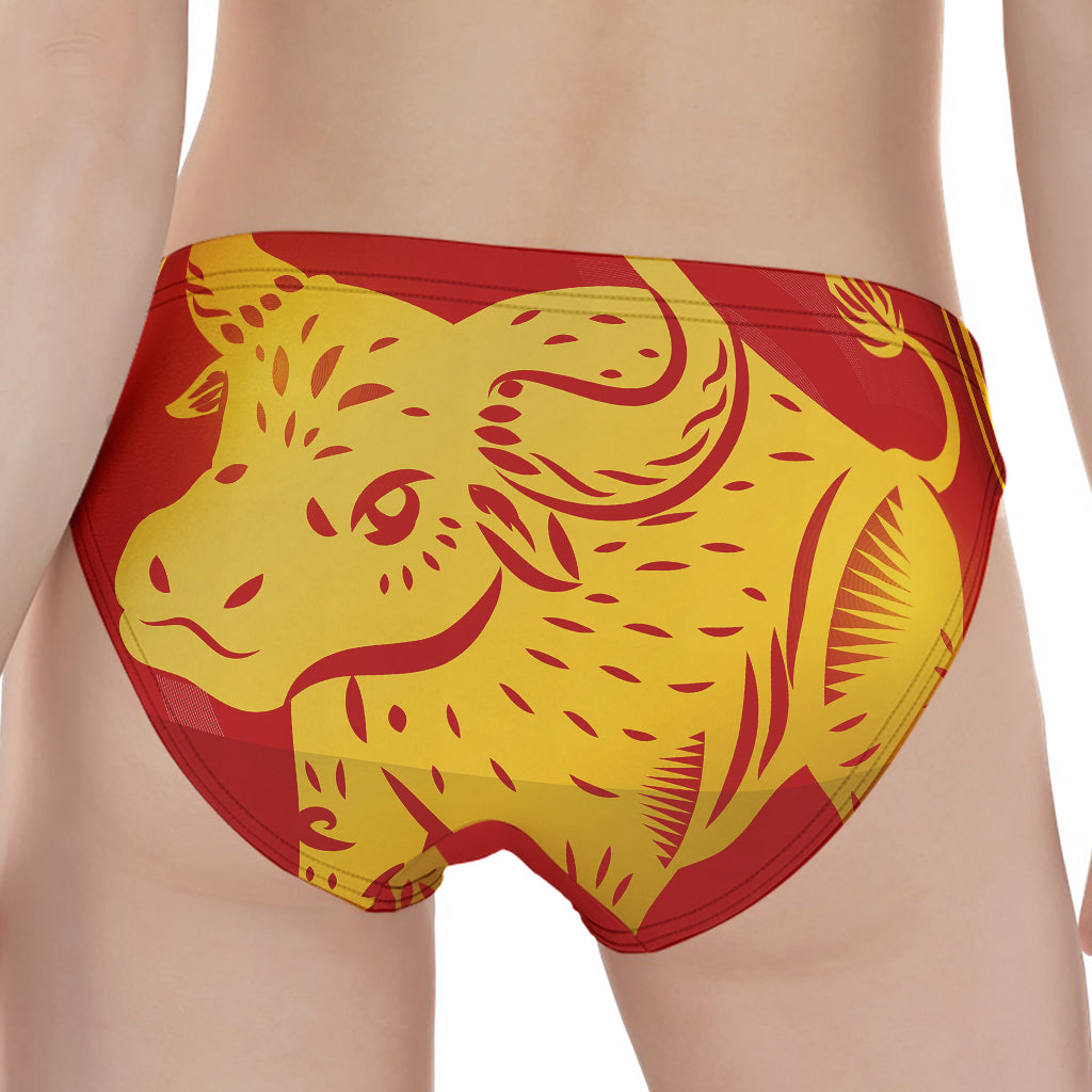 Chinese Ox Zodiac Symbol Print Women's Panties