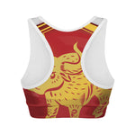 Chinese Ox Zodiac Symbol Print Women's Sports Bra