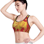 Chinese Ox Zodiac Symbol Print Women's Sports Bra