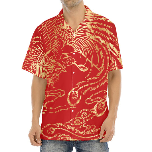 Chinese Phoenix Print Aloha Shirt