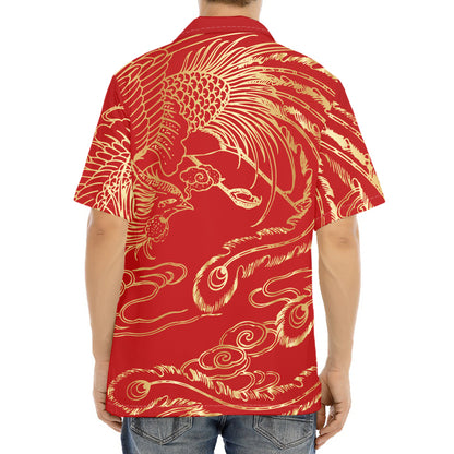 Chinese Phoenix Print Aloha Shirt