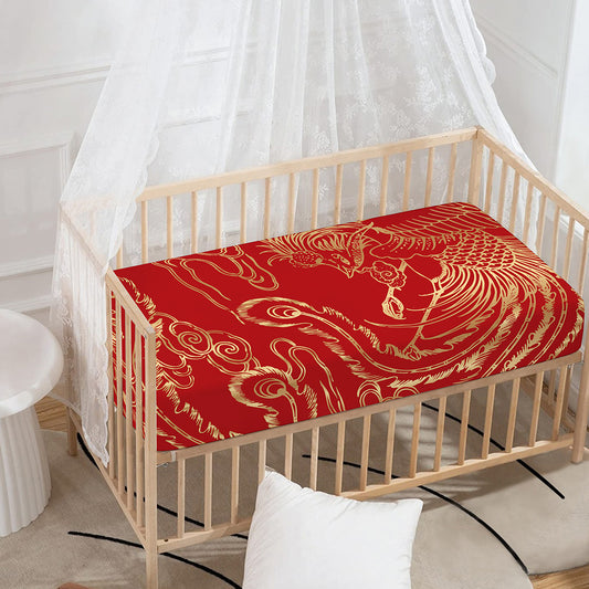 Chinese Phoenix Print Baby Crib Sheet