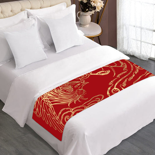 Chinese Phoenix Print Bed Runner