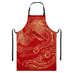 Chinese Phoenix Print Bib Apron With Pocket