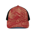 Chinese Phoenix Print Black Mesh Trucker Hat