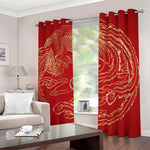 Chinese Phoenix Print Blackout Grommet Curtains