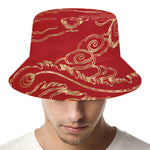 Chinese Phoenix Print Bucket Hat