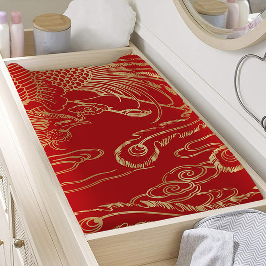 Chinese Phoenix Print Changing Pad Cover