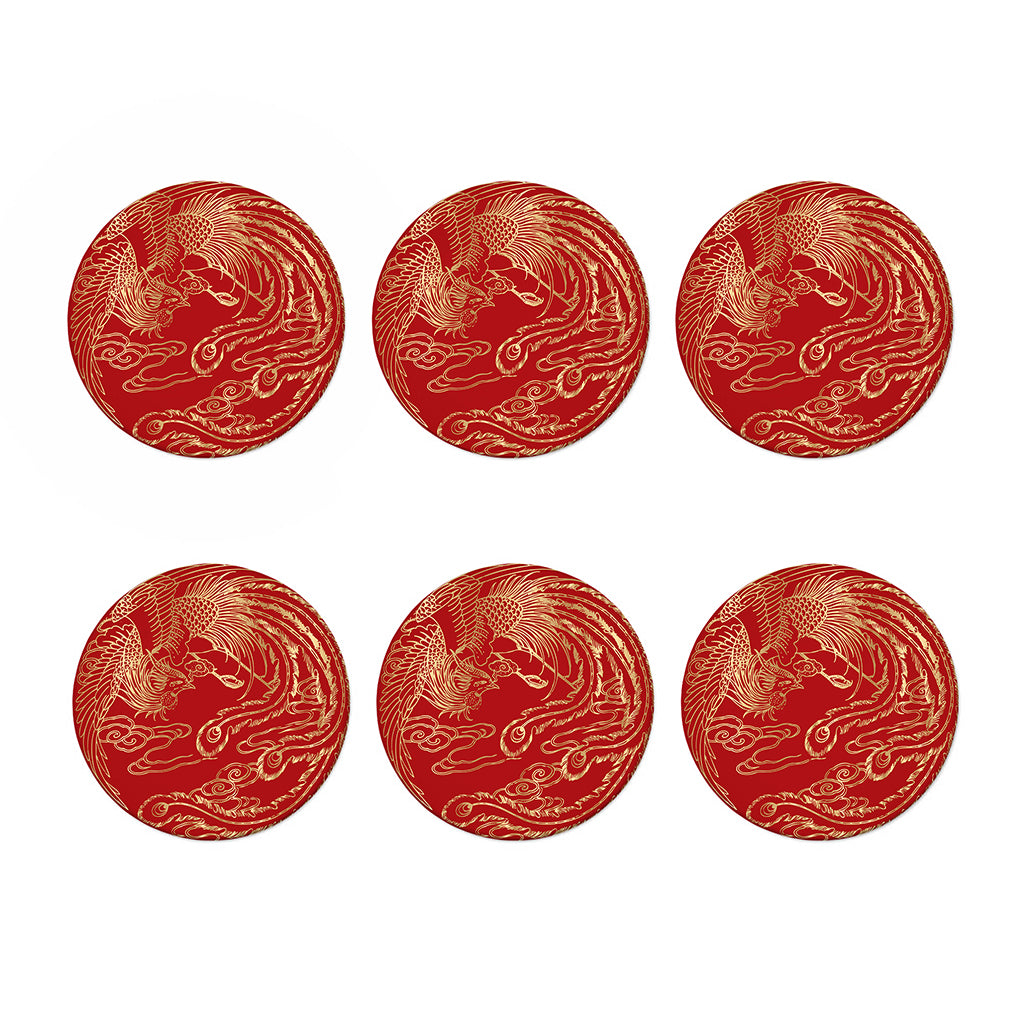 Chinese Phoenix Print Coaster Set
