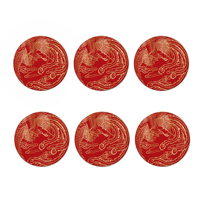Chinese Phoenix Print Coaster Set