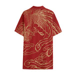 Chinese Phoenix Print Cotton Hawaiian Shirt