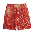Chinese Phoenix Print Cotton Shorts