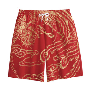 Chinese Phoenix Print Cotton Shorts