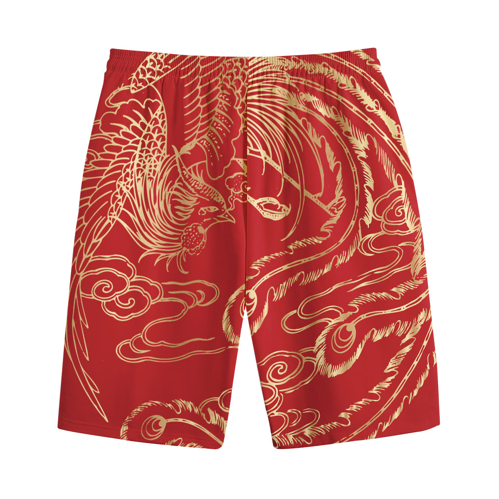 Chinese Phoenix Print Cotton Shorts
