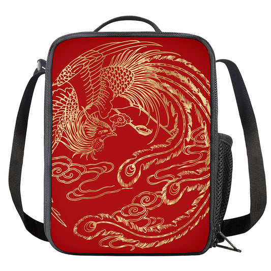 Chinese Phoenix Print Crossbody Lunch Bag