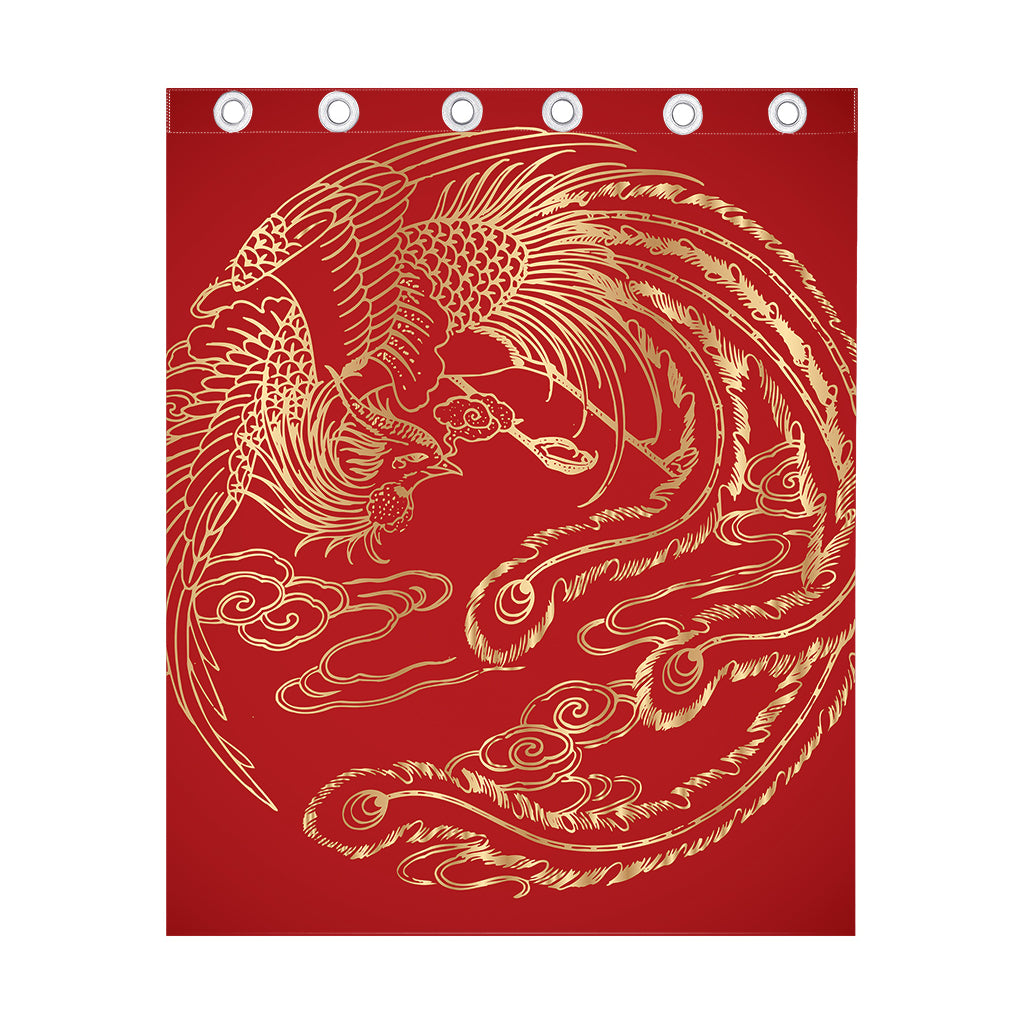 Chinese Phoenix Print Curtain