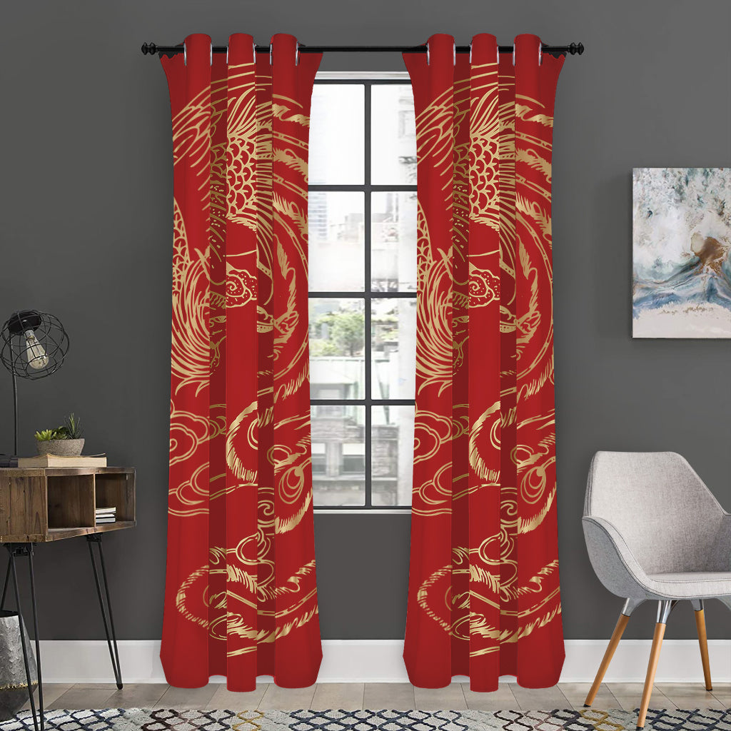 Chinese Phoenix Print Curtain